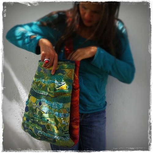 Filztasche mit Sticklinien online Kurs CorNit Filz